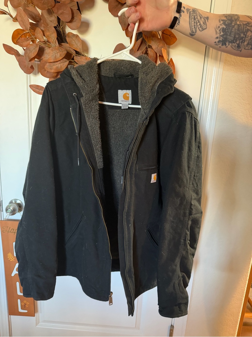 Carhartt Women’s Black Sherpa-Lined Hooded Work Jacket